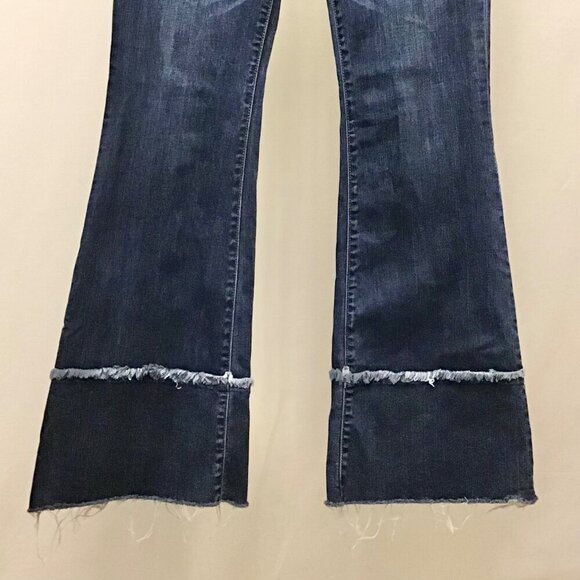 Miss Me 29 (7/8) High Rise Flare Women’s Jeans Frayed Fringe Hems Stretch - Picture 6 of 14